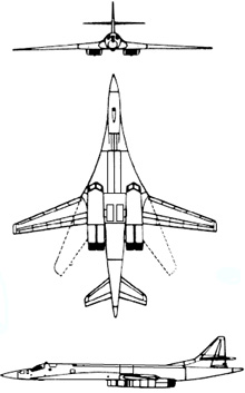 Plan 3 vues du Tupolev Tu-160  ‘Blackjack’