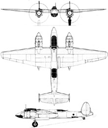 Plan 3 vues du Tupolev Tu-2  ‘Bat’