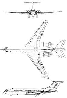 Plan 3 vues du Vickers VC-10