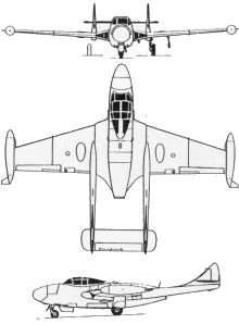 Plan 3 vues du De Havilland D.H.112 Venom