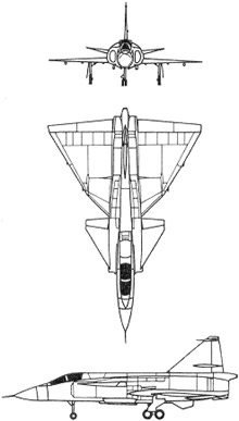 Plan 3 vues du Saab J37 Viggen