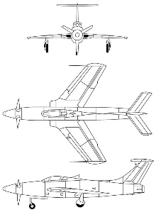 Plan 3 vues du Republic XF-84H Thunderscreech