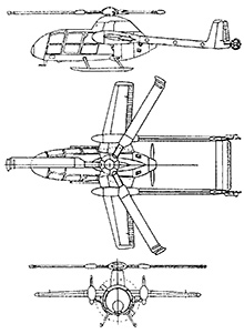 Plan 3 vues du McDonnell XV-1