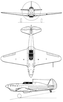 Plan 3 vues du Yakovlev Yak-1/Yak-7