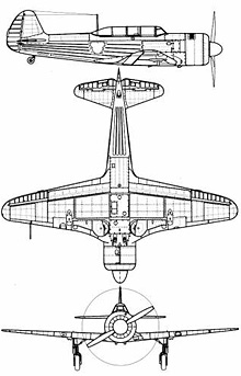 Plan 3 vues du Yakovlev Yak-11  ‘Moose’