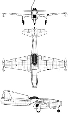 Plan 3 vues du Yakovlev Yak-17  ‘Feather’