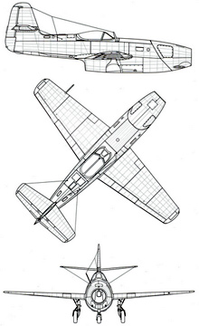 Plan 3 vues du Yakovlev Yak-23 ‘Flora’