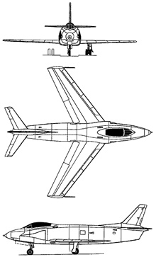 Plan 3 vues du North American YF-93