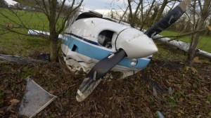 Le Cessna F-GAEE, juste après l'accident.