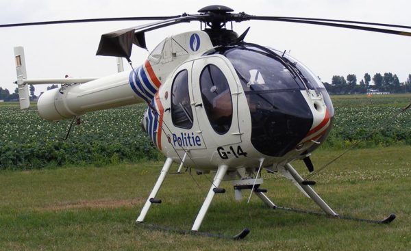 MD-520 de la Police Belge. Notez le système NOTAR en lieu et place du rotor anticouple.